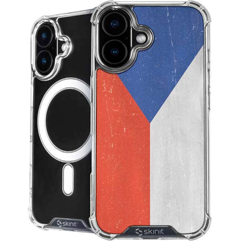 Czech Republic Flag Distressed iPhone 16 MagSafe Case